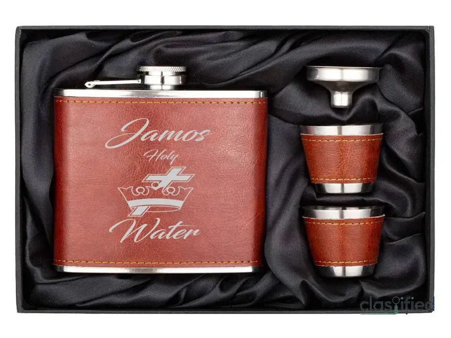 7OZ Brown Leather Stainless Steel Hip Flask