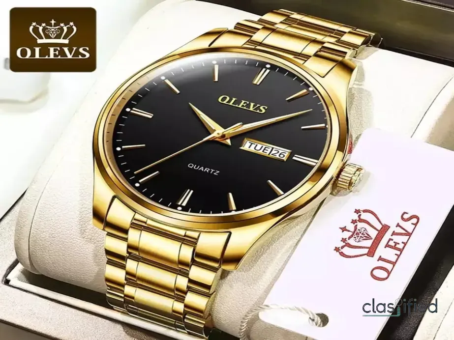 OLEVS Men’s Luxury Stainless Steel Water Resistant Luminous Date Wrist Watch