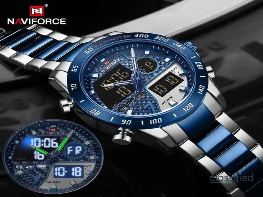 Naviforce Digital/Analog Stainless Steel Watch