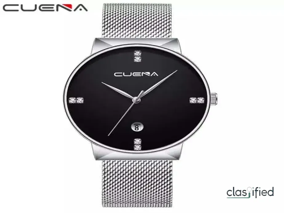 CUENA Simple Dial Quartz Mesh Band Wrist Watch