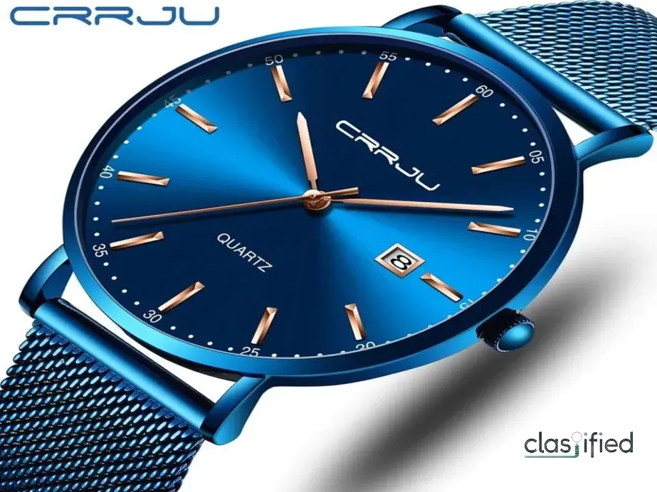 CRRJU Top Brand Luxury Stainless Steel Waterproof Unisex Wristwatch