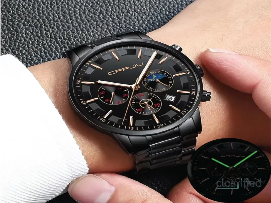 CRRJU Chronograph Stainless Steel Men Wrist Watch